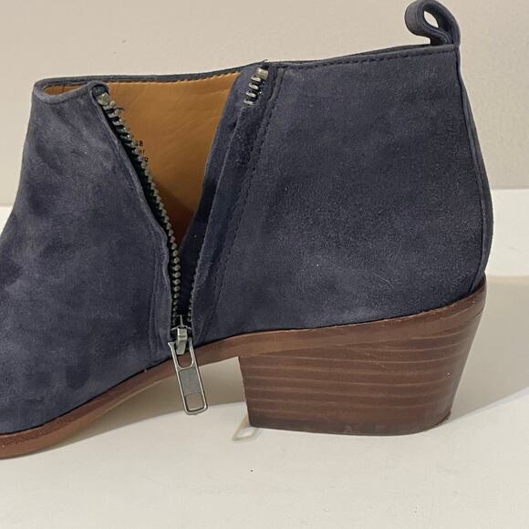 J. Crew Women's Navy Blue Suede Block Heel Ankle Booties Size 8 - Picture 8 of 14